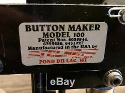 Tecre Model 100 1 Inch Round Button Maker + Button Parts/Supplies Badge Machine