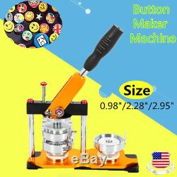 USA 0.98/2.28/2.95 Button Maker Machine Badge Punch Press 100 Parts Circle