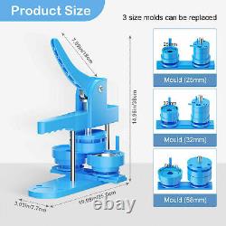 USA 25,32,58mm Button Maker Badge Punch Press Machine with 400pcs Badge Parts