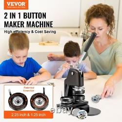 VEVOR Button Maker Machine Badge Pin Machine 1.25+2.25 500Free Parts Press Kit