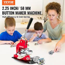 VEVOR Button Maker Machine Badge Pin Machine 2.25 58MM 500 Free Parts Press Kit