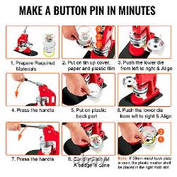 VEVOR Button Maker Machine Badge Pin Machine 2.25 58MM 500 Free Parts Press Kit