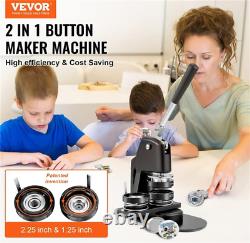 VEVOR Button Maker Machine, Multiple Sizes 1.25+2.25 Inch Badge Punch Press Kit