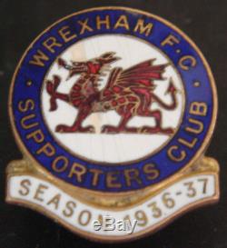 WREXHAM FC Rare 1936-37 SUPPORTERS CLUB Badge Button hole Maker W. MILLER B'ham