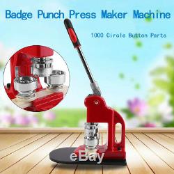 1,25 Bouton Rapide Badge Maker Punch Machine De Presse 1000 Pièces Et Cercle Cutter