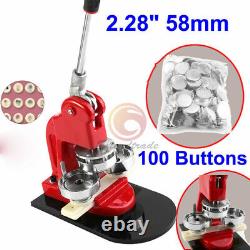 2.28 Bouton Badge Maker Punch Press Machine 100 Pièces Pcs Et Circle Cutter Nouveau