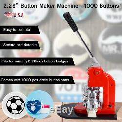 2.28 Bouton Maker Machine + 1000 Boutons Cercle Badge Poinçonneuse Pin New Us