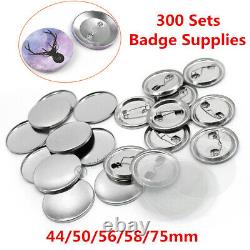 300sets Metal Bouton Badge Pièces Fournitures Pour La Machine À Broche Ronde 44-75mm