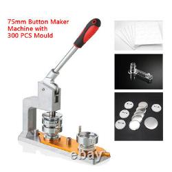 3'' Button Maker Badge Punch Press Machine & 75mm Mold 300 Pcs Button Kits