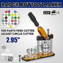 75mm 3 '' Badge Button Machine Maker + 100 Boutons Cercle Badge Poinçon Presse