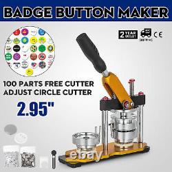 75mm 3'' Badge Button Maker Machine + 100 Boutons Circle Badge Punch Press
