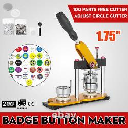 Badge Button Maker 1.73'' 44mm Button Making Kits + 100pcs Parts + Circle Cutter