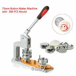 Badge Button Maker Machine Pin Punch Press 75mm / 3 Avec 300 Bouton Flambant Neuf