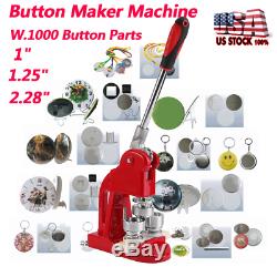 Badge Button Maker Making Machine +1000 Die Mould Punch Press Coupe Cercle Diy
