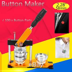 Bouton Badge Maker Poinçon Machine De Presse 2.28 100 Boutons Pièces + Ventes Cercle États-unis