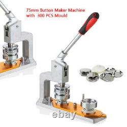 Button Maker Machine+300 Boutons Rectangle Badge Punch Press Pin 75mm