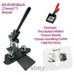 Kit 25mm (1) Badge Bouton Maker-b400+round Mould+500 Pin Parts+handlingcutter