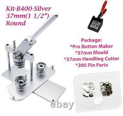 Kit-37mm (1.5) Bouton De Badge Maker-b400+round Mould+500 Pin Parts+handlingcutter