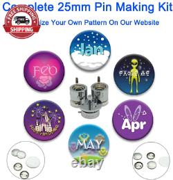 Kit Fabricant De Boutons 25mm (1) Insigne Presse Machine-b400 + 25mm Ronde Moules Die + 50