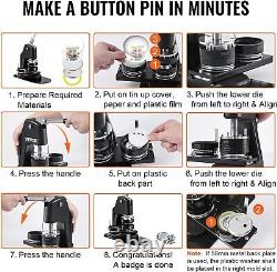 Kit de presse à poinçon de badge pouce NEW Machine à fabriquer des boutons, différentes tailles 1.25+2.25