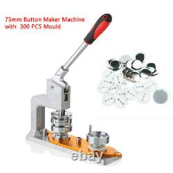 Machine Rotative Bouton Machine Badge Punch Machine+75mm Mold&300 Sets Bouton