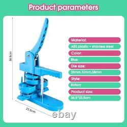 Machine à fabriquer des boutons de différentes tailles, 1+1.25+2.25 pouces, bleue