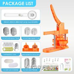 Orange 3modes 1+1.25+2.25 Pouces Bouton Badge Maker 300pcs Part Bricolage Presse Machine