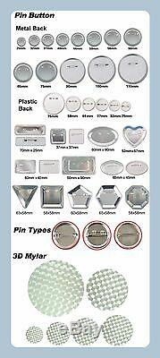 Ovale 1-3 / 4x2-3 / 5 46x65mm Pro N4 Badge Button Maker + 100 Pin Badge Metal Diy Kit