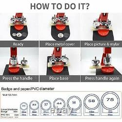 Red Button Maker Machine 50mm 2 Pouces Bouton Badge Maker Pins Punch Press Mach
