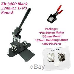 (kit) 32 MM (1 1/4) Machine Badge Bouton Maker-b400 + Moule + 200parts + Manipulation Cutter