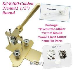 (kit) 37mm (1.5) Pro Badge Bouton Machine Maker B400 + Moule + 200 Parties + Cercle Cutter