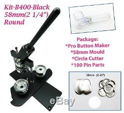 (kit) 58mm (2,25) Pro Badge Bouton Machine Maker B400 + Moule + + Cercle Cutter 100 Parties