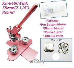 (kit) 58mm (2,25) Pro Badge Bouton Machine Maker B400 + Moule + + Cercle Cutter 100 Parties